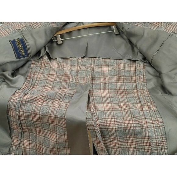 Vintage Pendleton Gray Plaid Wool Blazer Sport Coat Jacket 45 Lightweight - Picture 6 of 11